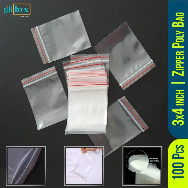 100pieces /Plastic Zipper Bag / Zip Lock Bag / Zip Bag / Transparent Packaging Plastic Bag with Sealable Zipper Zip Lock-3 Inch x 4 Inch