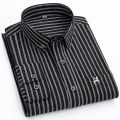 Fashion Men's Long Sleeve Casual 100% Cotton Striped Oxford Shirt with Embroidered Chest Pocket Standard-fit Button-down Shirts.