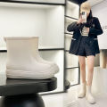 New fashion women's rain boots medium and low waterproof anti-slip rain boots winter velvet detachable water shoes soft sole rubber shoe cover.