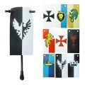 Big Knights Flags for Castle Knight Flagman Warlords Roman Infantry Square Military Castle Knight Building Brick Figure.