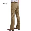 Men Flared Boot Cut Trousers Business Casual Classic British Style Office Comfortable Kahki Black Slim Formal Suit Bottom Pants. 