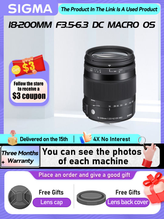 Sigma 18-200mm F3.5-6.3 DC MACRO OS HSM APS-C Wide Angle Zoom Digital SLR Camera Lens for Canon 6D II Nikon 18 200 3.5-6.3(Used)
