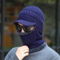 Men Women Winter Knitted Hat Warm Brim Winter Beanies Hats For Men Keep Face Ear Warm Cap.