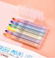6 Colors Highlighter Pen Pastel Marker Fluorescent School Supplies Aesthetic Student.
