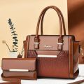 2024 spring new shiny leather embossed crocodile pattern mother and child bag large capacity shoulder crossbody PU leather handbag women's bag.