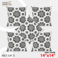 Cushion Cover Black & White (14"x14") Only Cover, Set of 5. 