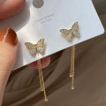 Fashion Butterfly Tassel 50 mm length golden Earrings For Women Trendy Shiny Moon Star  Dangle Earrings Korean Jewelry. 