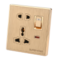 Super Star Glamour 13A 5 Pin Multi Function Combined Socket with Switch 5Pin Electrical Wall Outlet with Indicator.