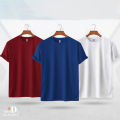 Solid Color 3 combo Round Neck Short Sleeve T-Shirt for Men ( Combo ) - 3 pieces-Trendy Elegency. 