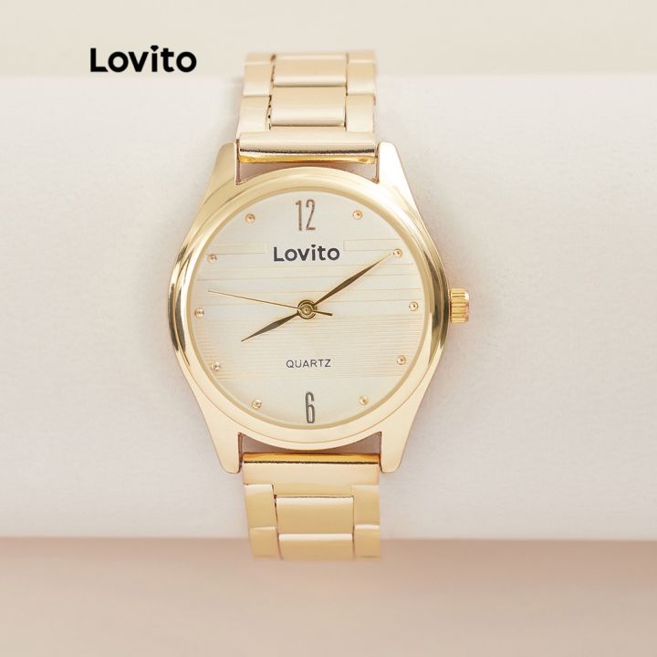 Lovito%20Classy%20Plain%20Basic%20Stainless%20Steel%20Strap%20Quartz%20Watch%20for%20Woman%20LL4025%20(Golden)%20-%20Image%202