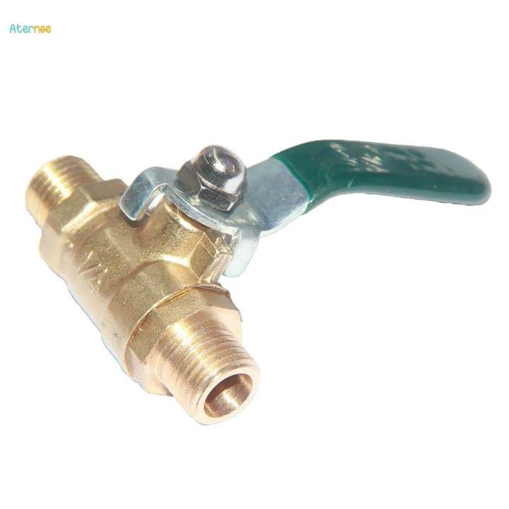 7x Heavy Duty Brass Ball Valve Shut-Off Switch, 1/4 '' Or 3/8 '' NPT Thread Pipe Fitting - Male to Male Green, 1/4
