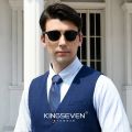 KINGSEVEN Handmade 2023 Black Walnut Wooden Sunglasses Men Polarized UV400 Protection Semi-Rimless Retro Eyewear Women Oculos.