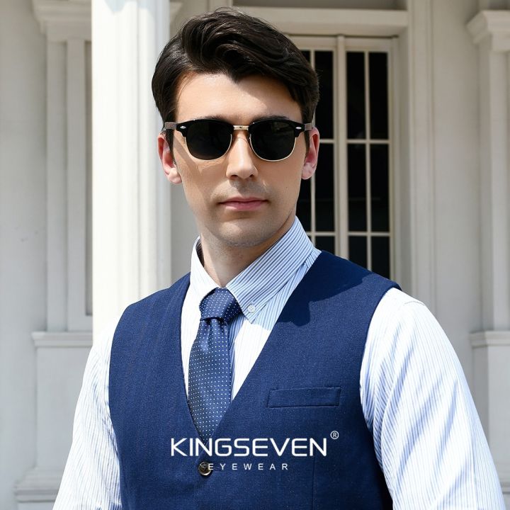 KINGSEVEN%20Handmade%202023%20Black%20Walnut%20Wooden%20Sunglasses%20Men%20Polarized%20UV400%20Protection%20Semi-Rimless%20Retro%20Eyewear%20Women%20Oculos%20-%20Image%205