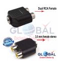 Dual Rca Female (4 Piece) To Adapter Connector 3.5Mm Female Jack. 