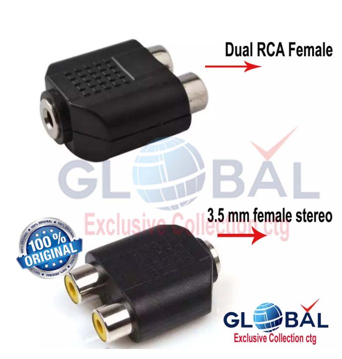 Dual%20Rca%20Female%20(4%20Piece)%20To%20Adapter%20Connector%203.5Mm%20Female%20Jack%20-%20Image%204