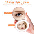 Makeup Mirror Light Mini Portable LED Light 3X Magnify Hand Hold Cosmetic Mirror Foldable Lightweight Mini Design Pocket Mirror.