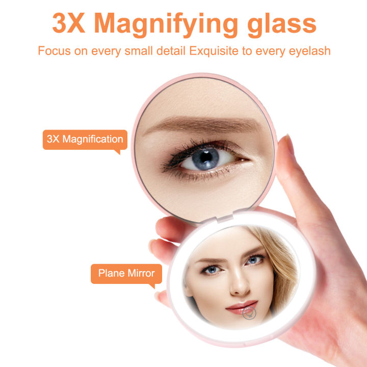 Makeup%20Mirror%20Light%20Mini%20Portable%20LED%20Light%203X%20Magnify%20Hand%20Hold%20Cosmetic%20Mirror%20Foldable%20Lightweight%20Mini%20Design%20Pocket%20Mirror%20-%20Image%202