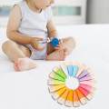 18x Rainbow Peg Dolls for Toddlers Match Counting Color Classification Training Logical Thinking Montessori Toy Wood Stacking Toys for Kids , Pointed Head 7x2.5cm. 