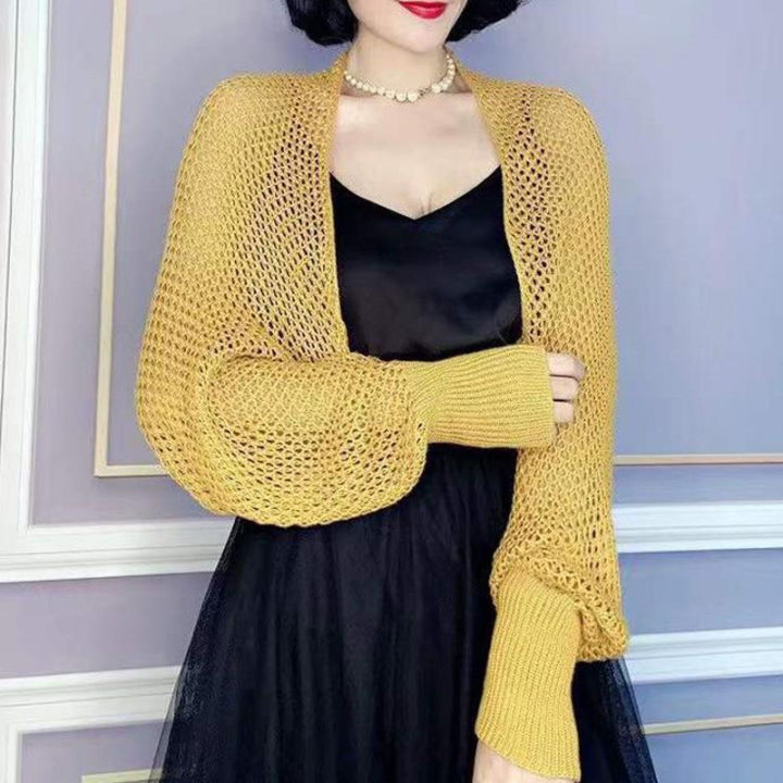 2024%20Mesh%20Ice%20Silk%20Knitted%20Cervical%20Support%20Summer%20Sun%20Protection%20Cardigan%20Outer%20Wear%20Women's%20Short%20Cape%20Air%20Conditioning%20Shirt%20Outer%20-%20Image%202