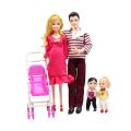 NYT 5 People Dolls Suit Pregnant Doll Family Mom+Dad+Baby Son+2 Kids+Baby Carriage. 