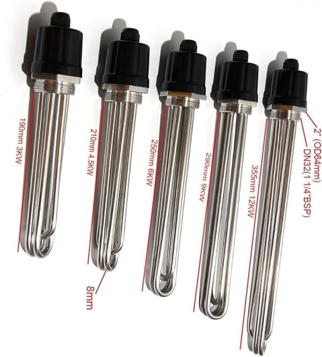 Water Heating Element SUS304 3KW - 12KW Immersion Heater 2INCH Thread with Accessories