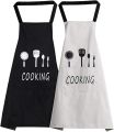 Kitchen apron waterproof oil-proof apron for woman adjustable home cooking bib with pocket hand-wiping clean tool accessory.