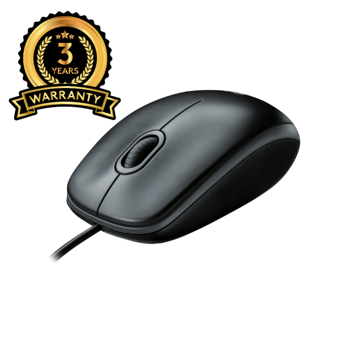 Logitech B100 Wired USB Mouse, 3-Buttons, Optical Tracking, Ambidextrous PC / Mac / Laptop - Black
