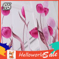 Romantic Tulip Print Voile Sheer Curtain Drape Divider Valance for Door Window. 