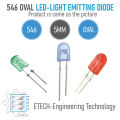 5mm 546 oval LED diode with custom lens color Light Emitting Diode - Red / Green / Blue / Yellow / White. 