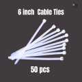 6" Inch Durable Plastic Zip Ties - Multi-Purpose Cable Ties for Organizing Wires, Securing Items, and DIY Projects Pack of 50 Pcs. 