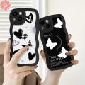 Retro Butterfly Case for OPPO A7 A3S A15 A17 A16 A54 A9 A74 A95 A57 A55 A76 A96 A1K A53 A33 A92 A31 A12 A11K A35 A11 A36 A32 A52 A72 Reno 5 6 7 8 4F Love Heart Black White Letter Cover. 