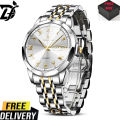 OLEVS 9931 Quartz Watch for Men Solid Stainless Steel Strap Rhombus Design Fashion Wristwatch Men's Waterproof Watch.