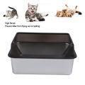 Stainless Steel Cat Litter Box Easy To Clean Odor Blocking Large Kitty Litter Box with Scoop for Big Cats. 