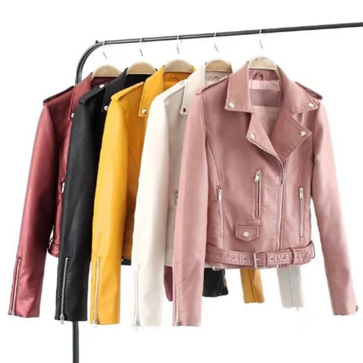 Women%20Bike%20Coat%20Leather%20Long%20Sleeve%20Lapel%20Outwear%20Zipper%20Outfit%20Button%20Pocket%20Jacket%20Spring%20Autumn%20Women%20Fashion%20Short%20Coat%20-%20Image%205