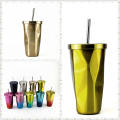 Coffee Bottle With Straw To Go Cold  Cup Insulated Water Tumbler Mug Travel 500ml/17oz Double Wall 304 Stainless Steel. 