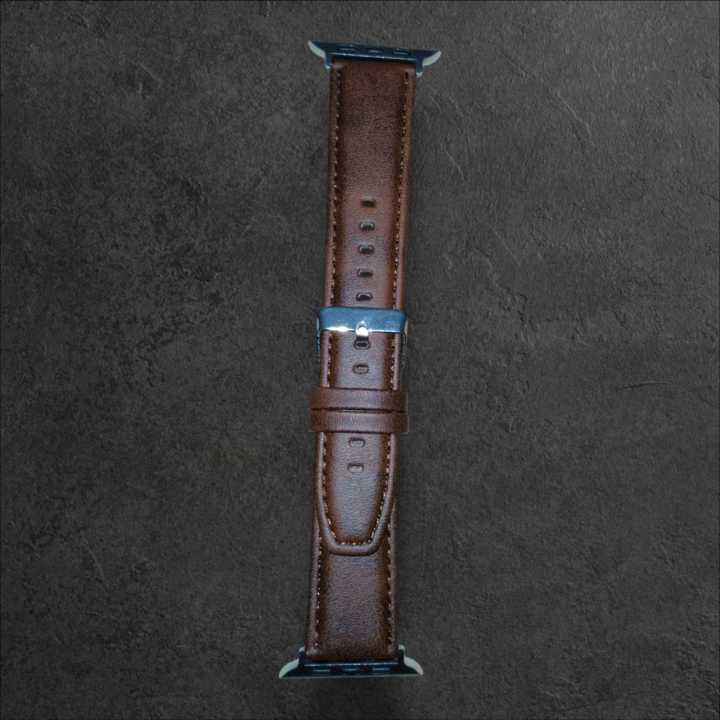 Leather%20Watchband%20Soft%20Material%20Watch%20Band%20Wrist%20Strap%2042mm/44mm/45mm/49mm%20With%20Silver%20Stainless%20Steel%20Buckle%20-%20Image%208