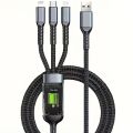 3 in 1 USB Cable Fast Charging, Transparent Luminous 100w Super Fast Charging Cable, LED Indicator, Durable Nylon braiding, Charging Solution for Type-C. 