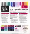 MONT MARTE Dual Fabric Pens Set – 12 pieces – Textile Markers with brilliant Colours – Dual Tip Fabric Markers – Permanent for Clothes.