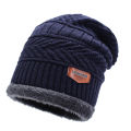 Winter Soft Warm Wool Lined Thick Knitted Lining Cap with Circle Scarf Kit Kantupi For Men.