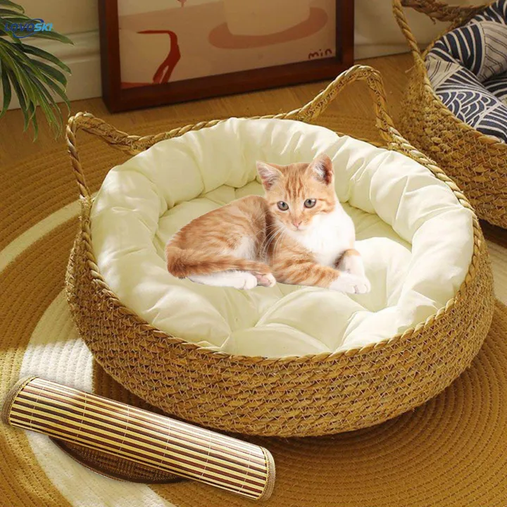Cat%20Bed%20Basket%20Washable%20Cat%20House%20for%20Large%20Cats%20Small%20Dogs%20Kitten%20White%20Pillow%2043x14cm%20-%20Image%203