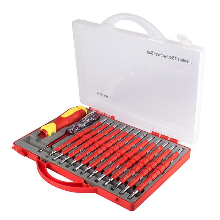 26-Piece 1000V Professional Electrical Screw Driver Set Tools Accessory Part for Man with Case