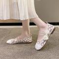Loafers Mesh Yarn 2022 New Summer Hollow Breathable Shoes Fashion Casual Lace-up Bow Ladies Flat Shoes. 