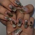 24Ps Almond False Nails Marble Grain Exploding Nail Art Flash Fragments Spicy Girl European and American Ins Press on Nails. 