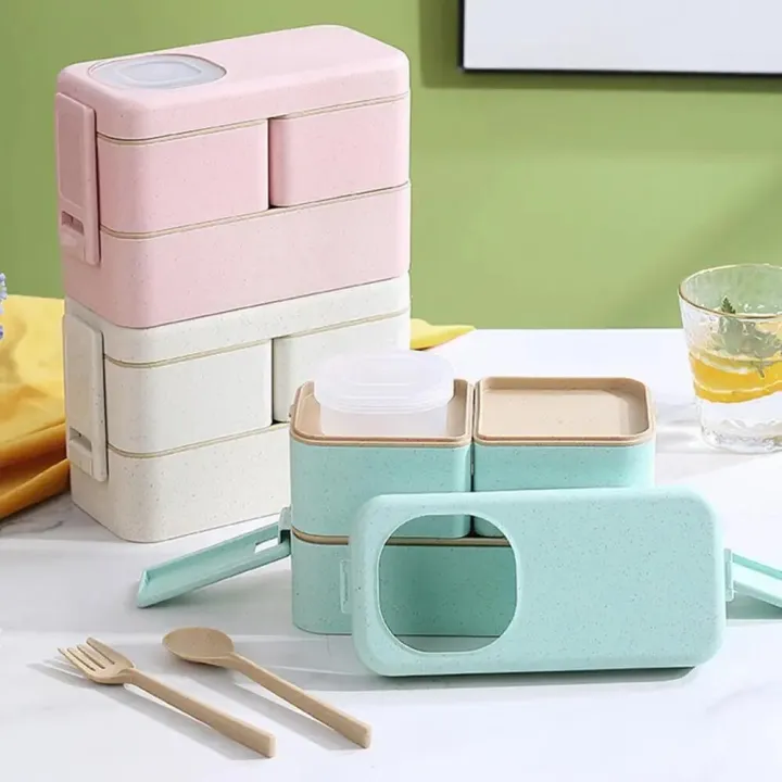 Leak-proof%20Bento%20Lunch%20Box%20With%203%20Compartments%20Double%20Layer%20Buckle%20Closure%20Microwave%20Safe%20Stackable%20Salad%20Box%20For%20Kids%20Adults%20-%20Image%202