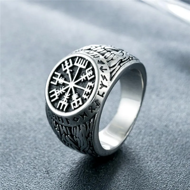 Vintage Viking Celtic Compass Compass Ring for Men's Gothic Trend