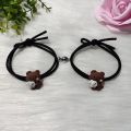 New Hugging Bear Bunny Magnetic Couple Bracelet Kid Friend tudent Cartoon Rubber Band Hair Rope Fahion Gift 1Pair.