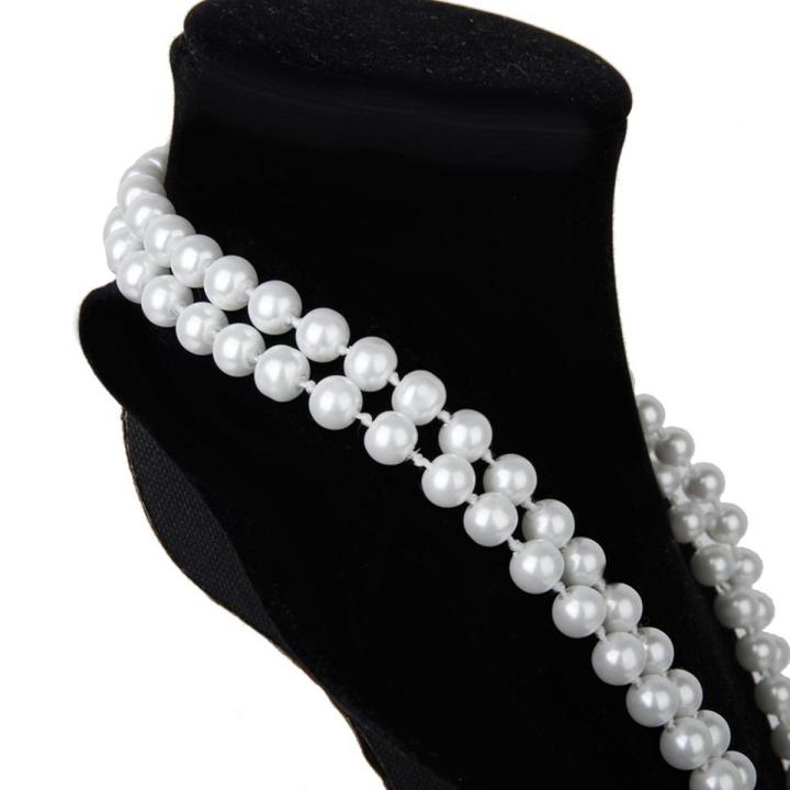 Faux Pearl Long Sweater Chain Necklace White - Main Image