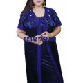 Two Part Satin Solid Women Nighty Set. 