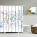 London Subway Map Bathroom Waterproof Fabric Shower Curtain Set 12 Hook 71 Inch. 