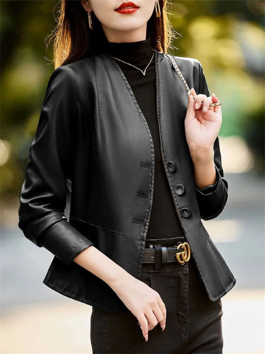 Women%20Leather%20Jacket%202024%20New%20Spring%20Autumn%20Small%20Stature%20High-end%20Design%20Waist%20Closing%20Temperament%20Short%20V-neck%20Leather%20Jacket%20-%20Image%206